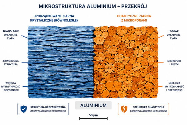 mikrostruktura kutej felgi aluminiowej 6061-T6