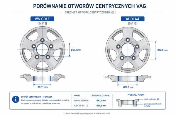 Center bore 57.1mm standard VW Golf GTI Mk8 Standard otworu centrycznego 57,1 mm VAG VW Golf