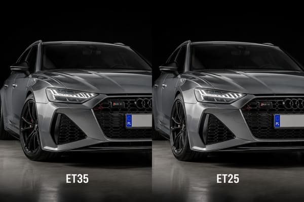 ET25 vs ET35 offset Audi RS6 C8\ Audi RS6 C8 z felgami kutymi ET25 vs ET35 porównanie offsetu