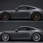Brązowe czy srebrne felgi — co lepiej wygląda na szarym Porsche 911 992?