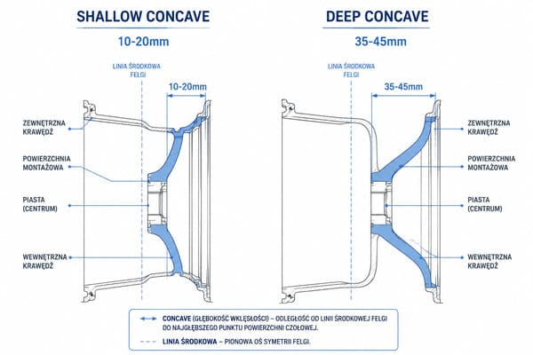 Porównanie shallow concave i deep concave w felgach kutych