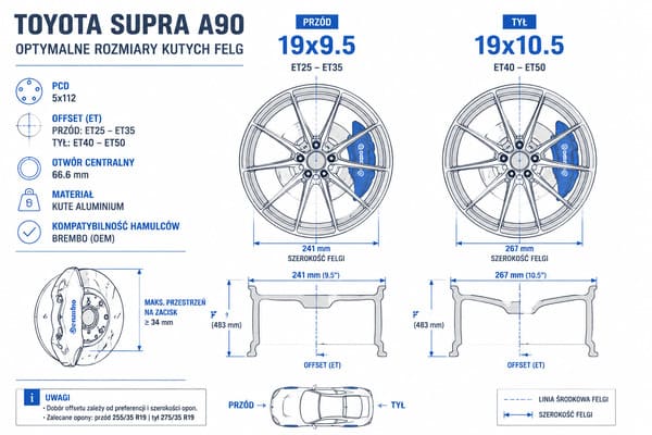 Rozmiary kutych felg do Toyoty Supra A90