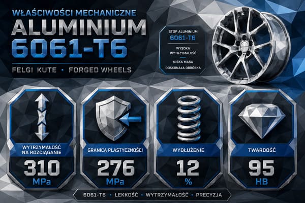 Właściwości mechaniczne stopu aluminium 6061-T6 felgi kute wytrzymałość