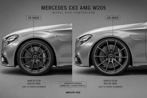 Jakiego rozmiaru felgi do Mercedes C63S W205\ Rozmiar felg Mercedes C63 AMG W205 19 cali 20 cali porównanie