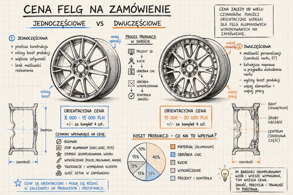 Cena kutych felg na zamówienie do Audi A4 – jednoczęściowe vs dwuczęściowe