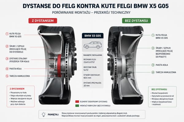 Dystanse do felg BMW X5 G05 vs kute felgi z właściwym ET