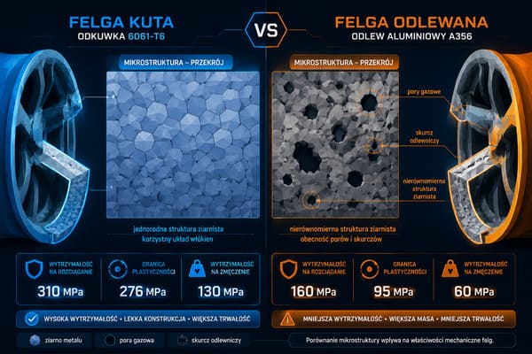 Felgi kute 6061-T6 vs odlewane — różnica w strukturze materiału