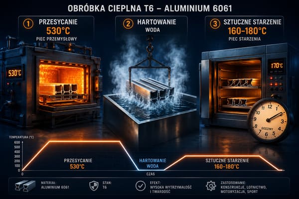 Obróbka cieplna T6 aluminium 6061 przesycanie hartowanie starzenie