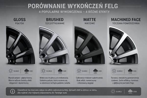 Wykończenia felg Porsche 911 992 szary lakier Wykończenia felg na szarym Porsche 911 992 — gloss, brushed, matte, machined