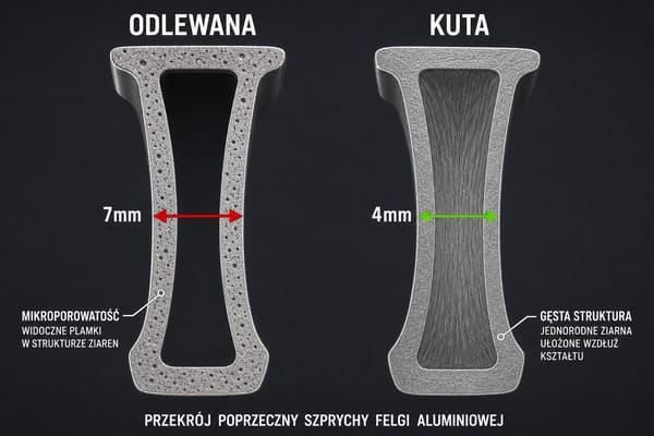 struktura metalu kuta felga vs odlewana przekrój
