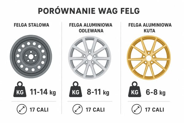waga felgi tabela rozmiary stal aluminium kuta