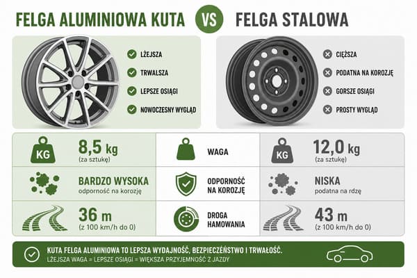 Porównanie felg aluminiowych kutych ze stalowymi pod kątem masy i odporności na korozję