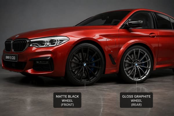 Matowe czy błyszczące felgi — co pasuje do czerwonego BMW serii 5 G30?