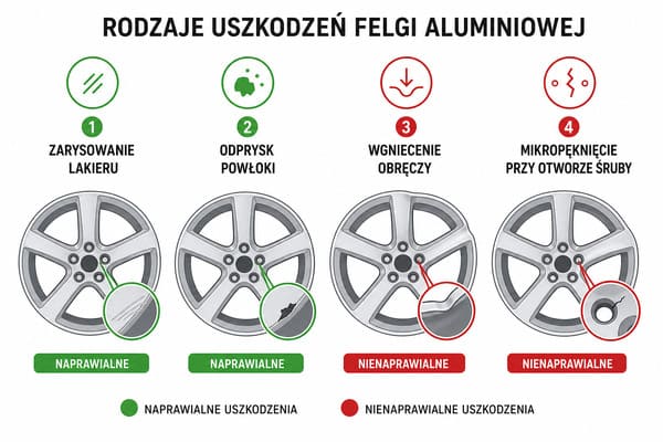Jakie uszkodzenia kutych felg można naprawić a których nie Rodzaje uszkodzeń kutych felg — które można naprawić