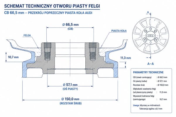 Otwór piasty CB Audi A6 C8