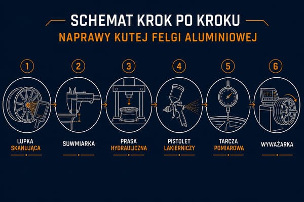 Jak wygląda proces naprawy kutej felgi krok po kroku Proces naprawy kutej felgi krok po kroku w warsztacie